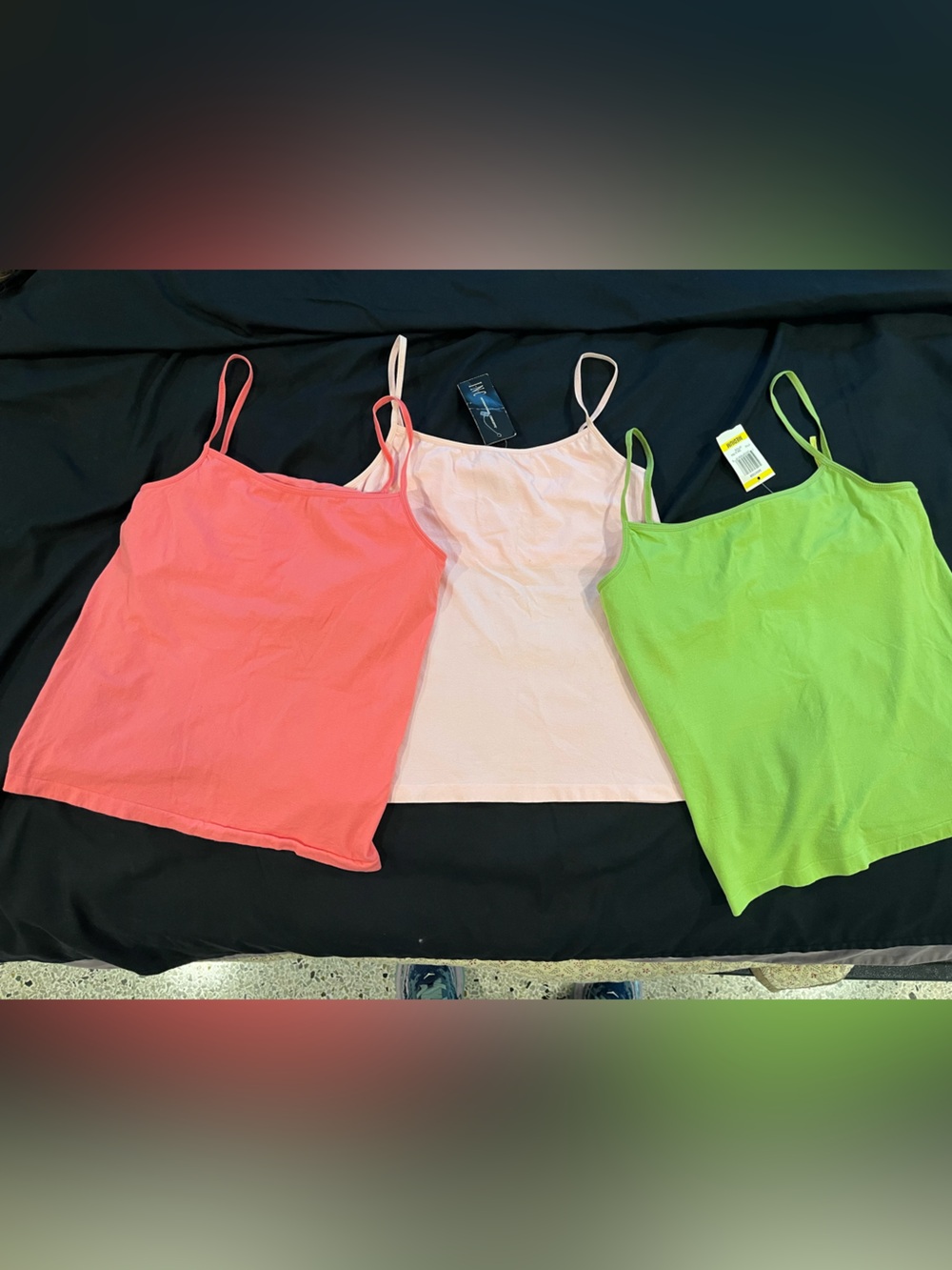 NWT INC International 3-Pack Spaghetti Strap Tank Tops Pink, Coral & Lime